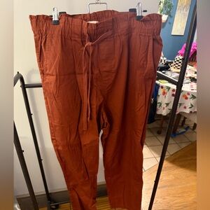 NWOT LOFT DRAWSTRING RUST COLORED PANTS